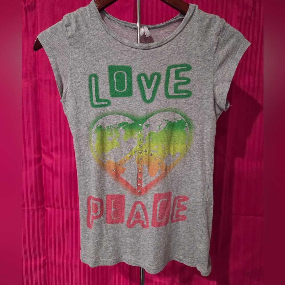Gray Love & Peace Tee